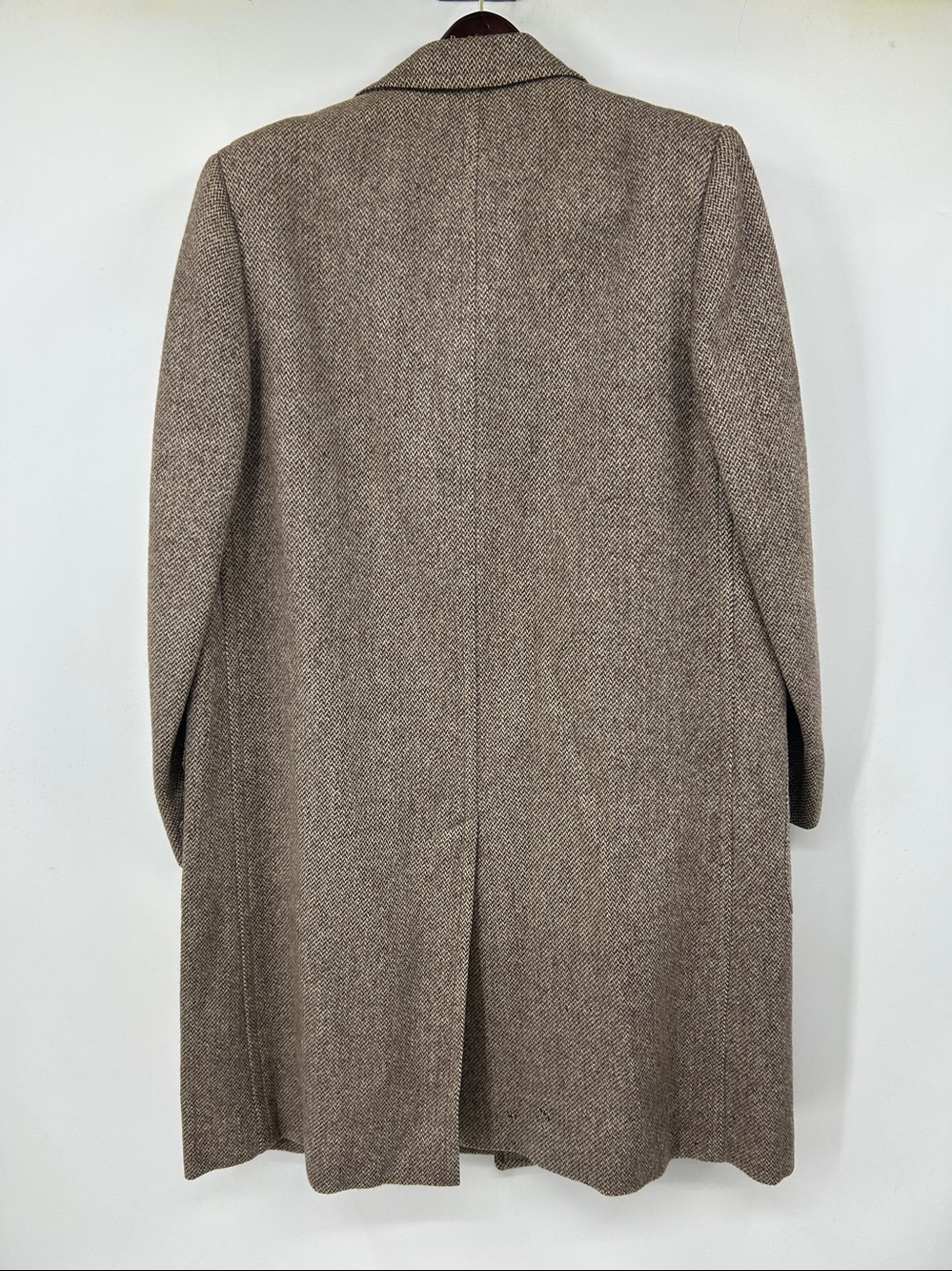 VTG Andesian Crown Craig SF Mens Wool Trench Coat Brown Tweed Large - Picture 4 of 14